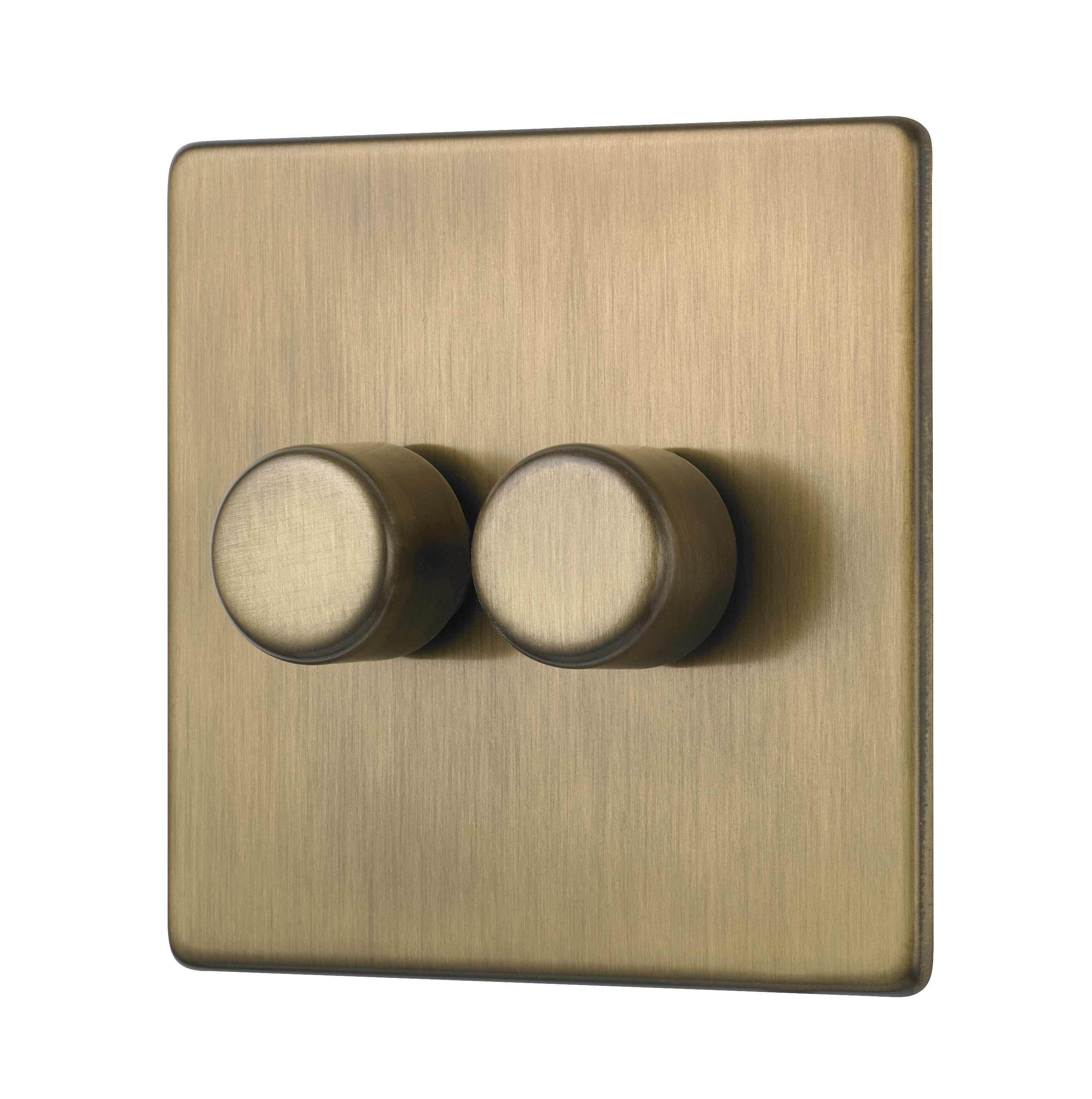 Penthouse two gang dimmer light switch in gold finish