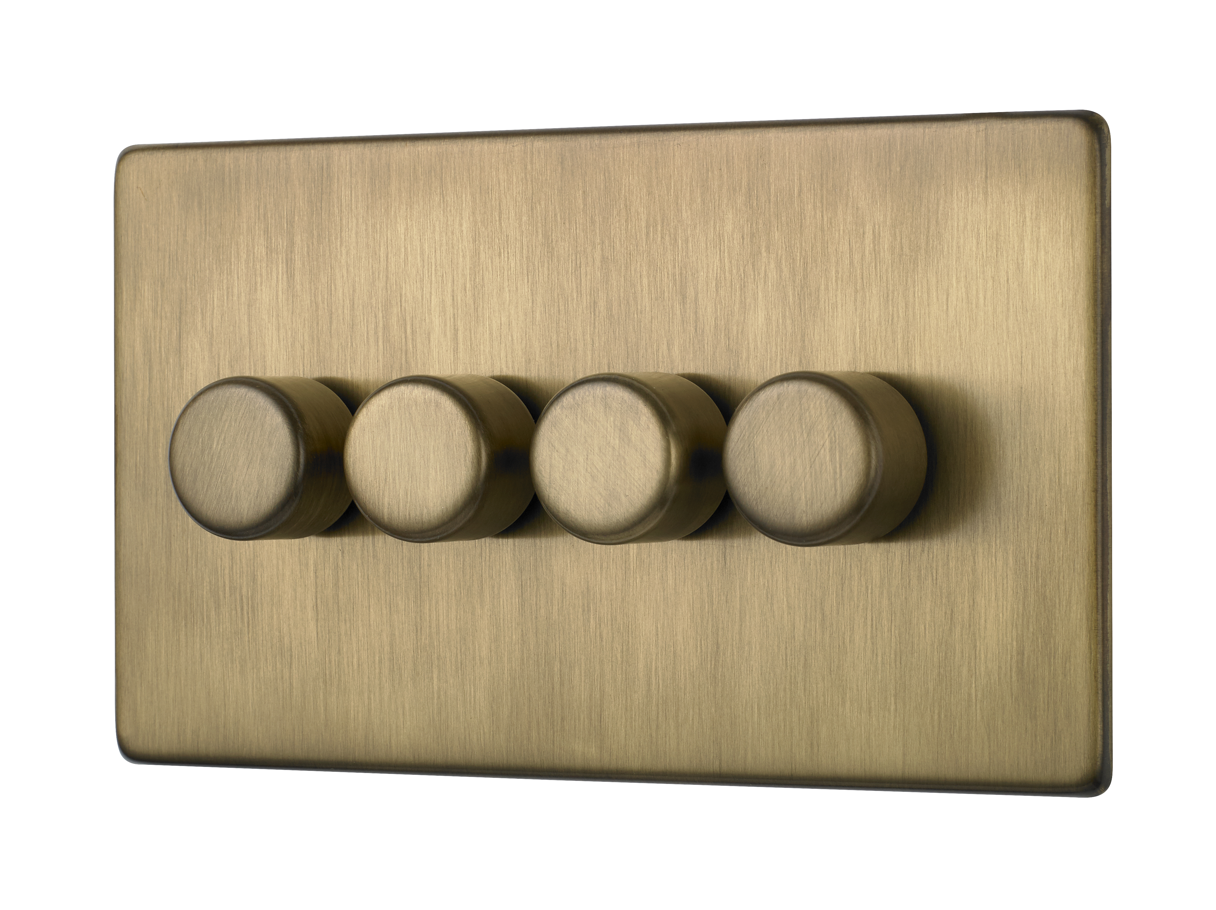 Penthouse quad 120W LED dimmer switch in burnished brass