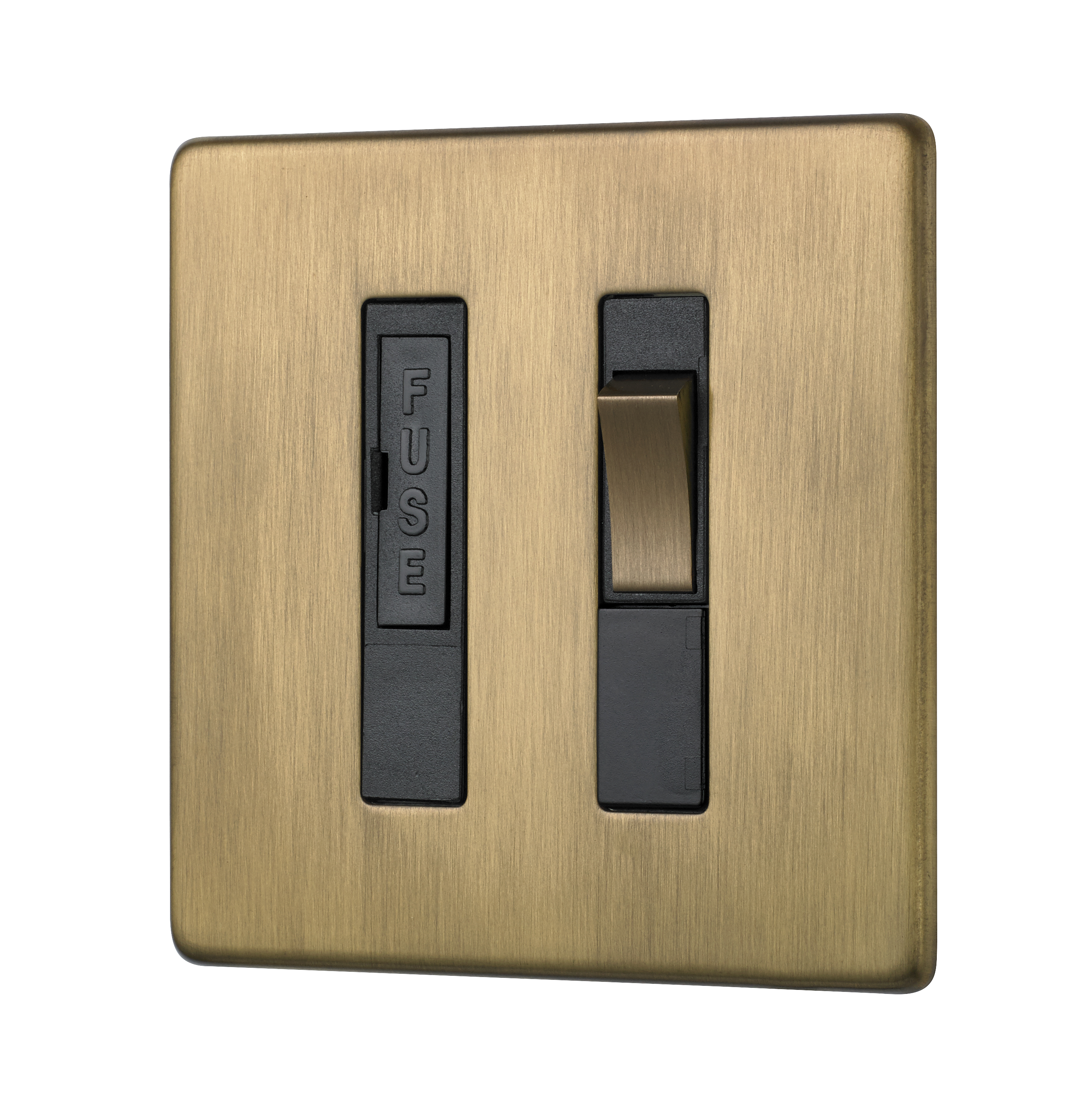 Penthouse switched fused connection unit in burnished brass