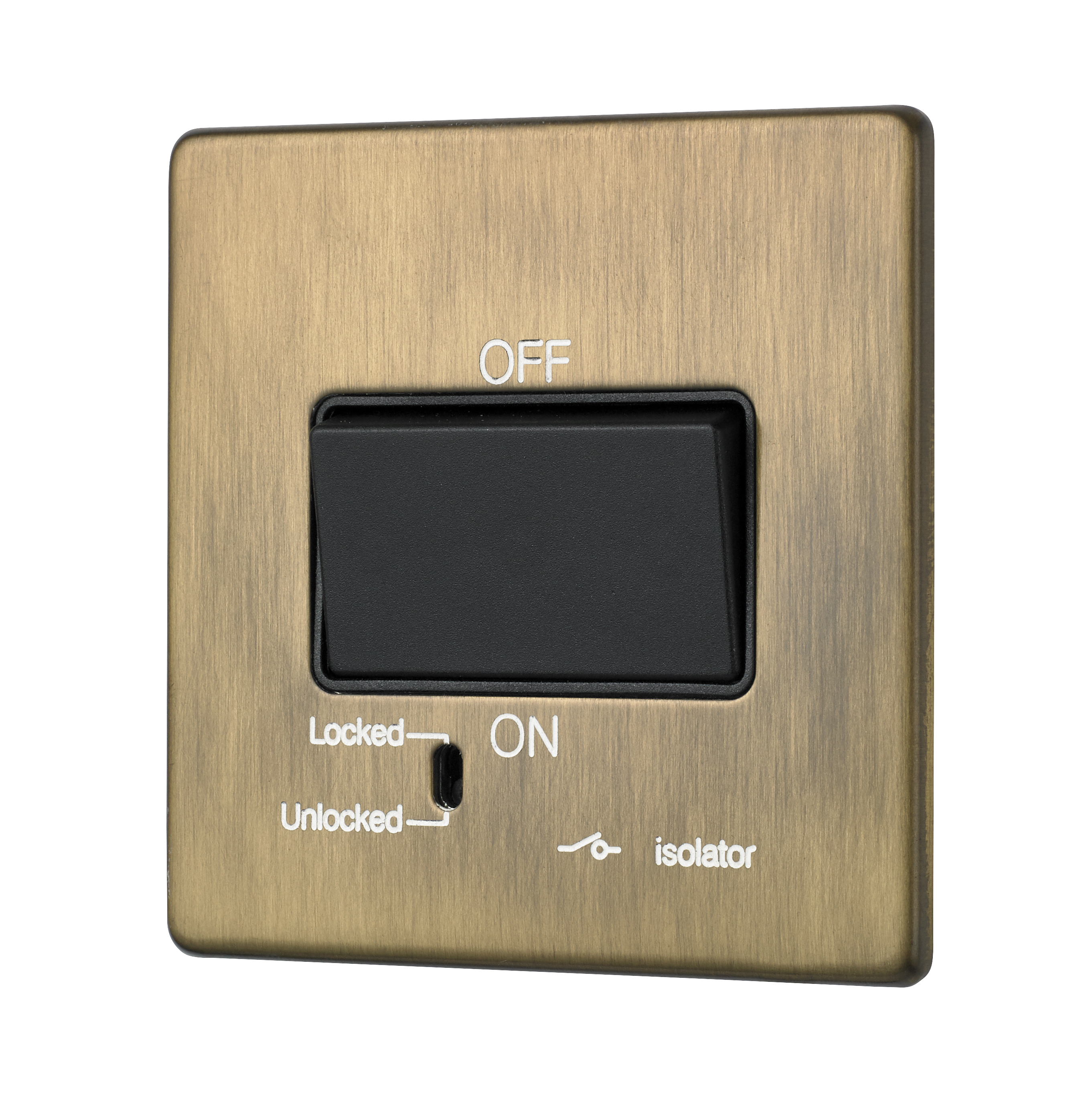 Penthouse fan isolator switch in burnished brass