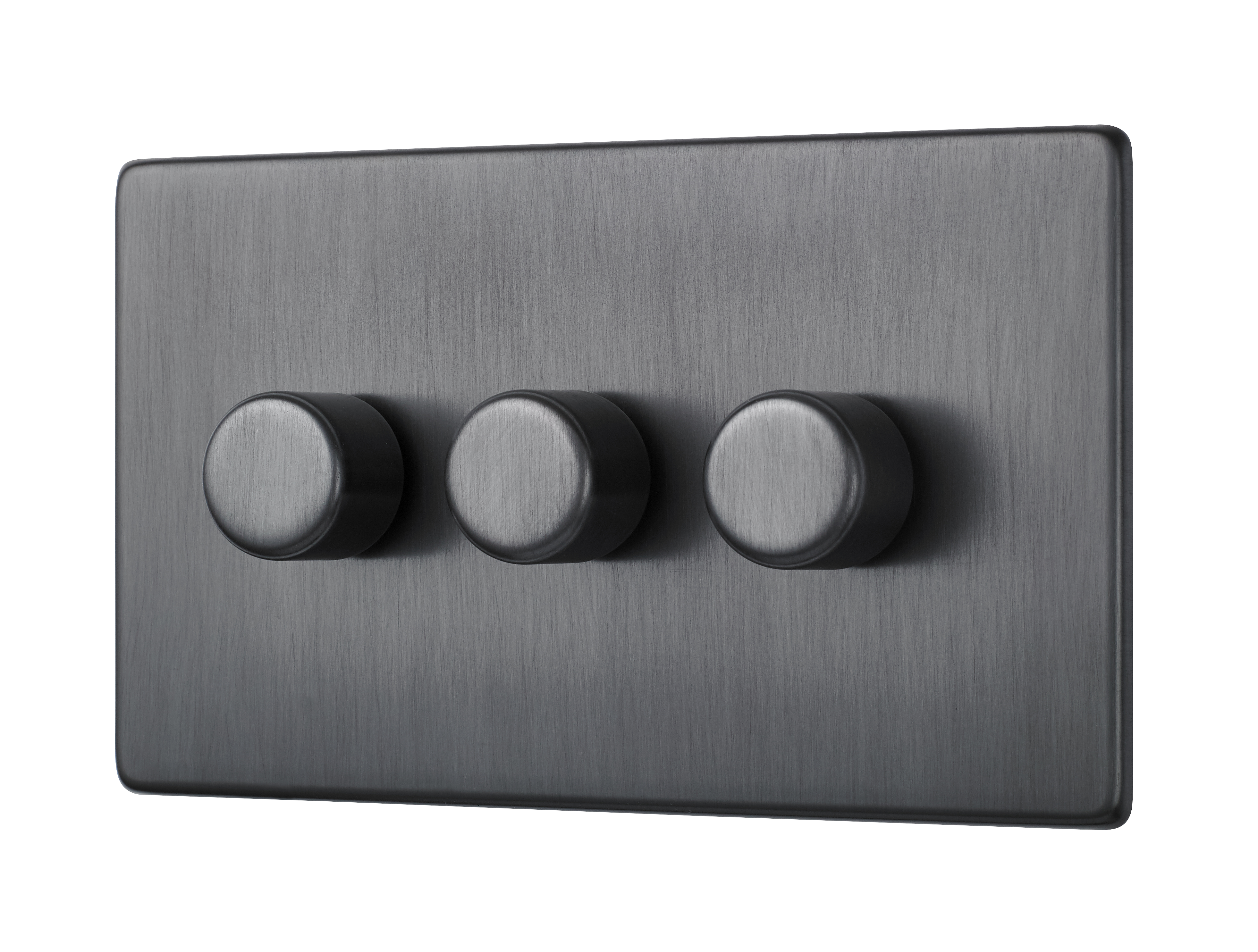 Dark Antique Bronze Screwless Triple Dimmer Switch – 3 Gang 120W Led