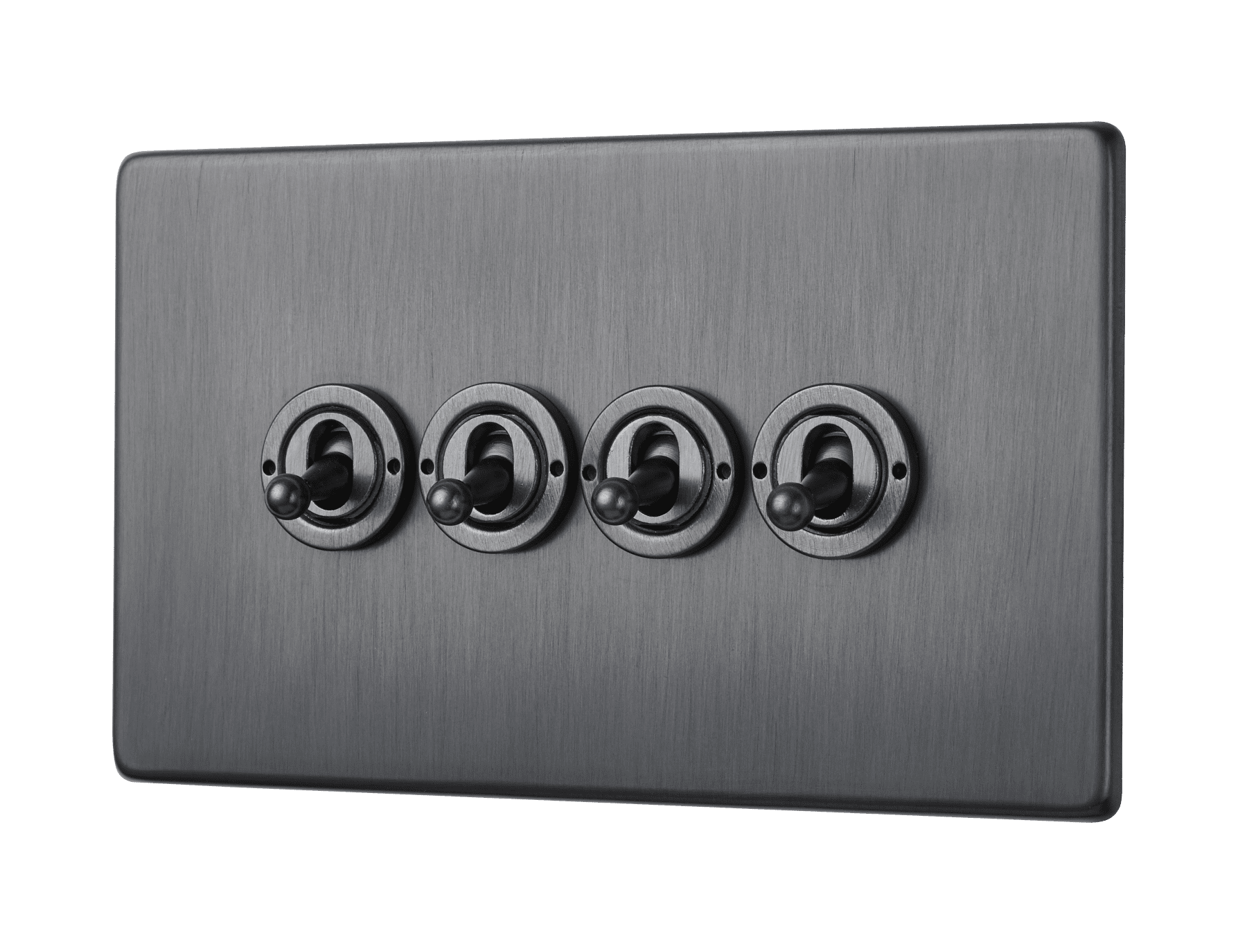 Dark Antique Bronze Screwless 4 Toggle Light Switch 4 Gang/Quad 2 Way