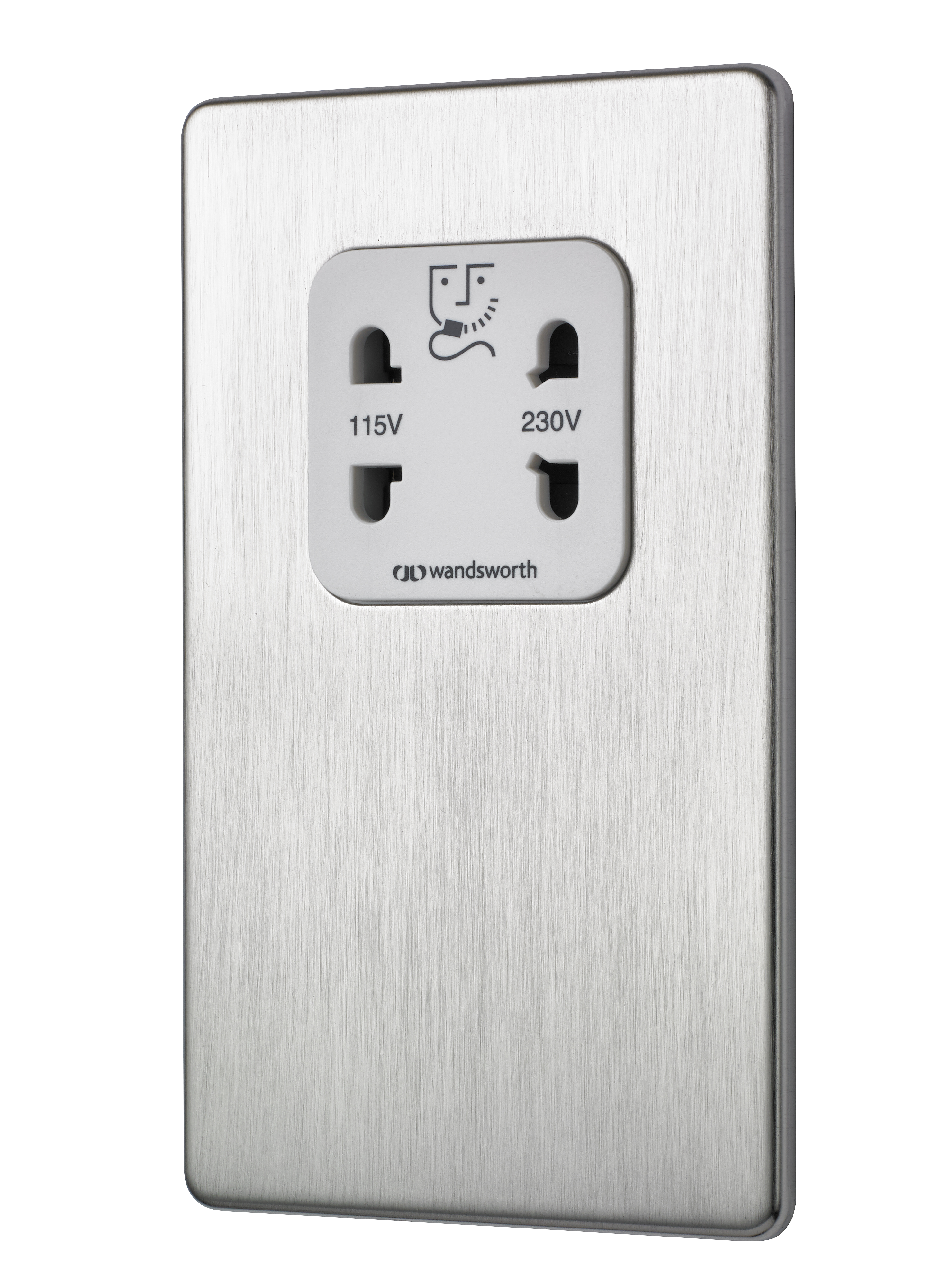 Satin Nickel Screwless Shaver Socket Wandsworth Electrical