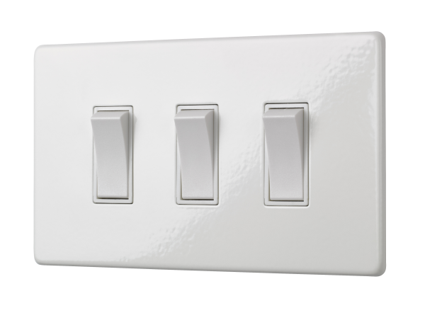White Less Triple Light Switch 3, Triple Light Switch With Dimmer