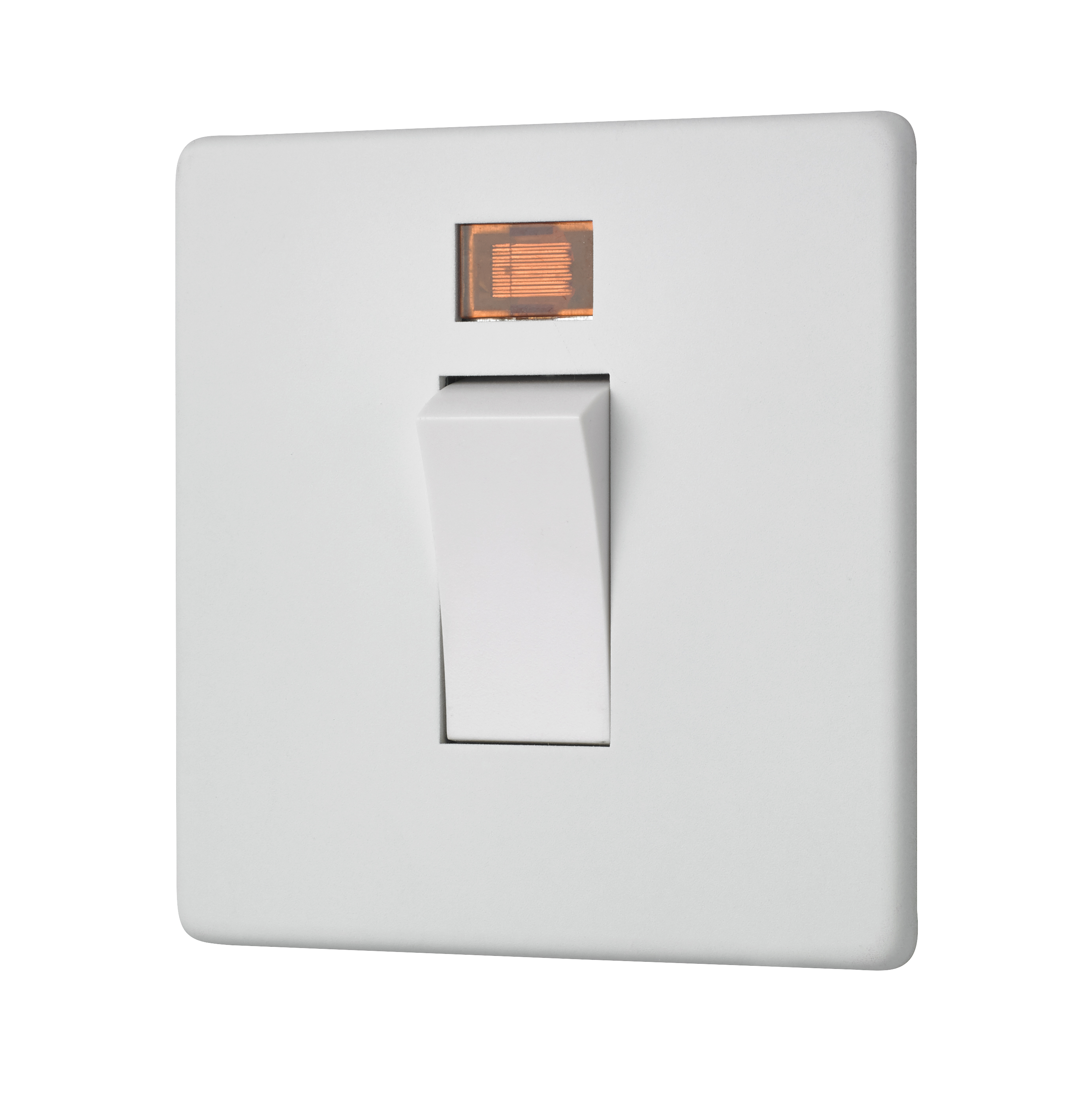 White Etched Prime Screwless Cooker Switch With Neon Indicator 45 Amp