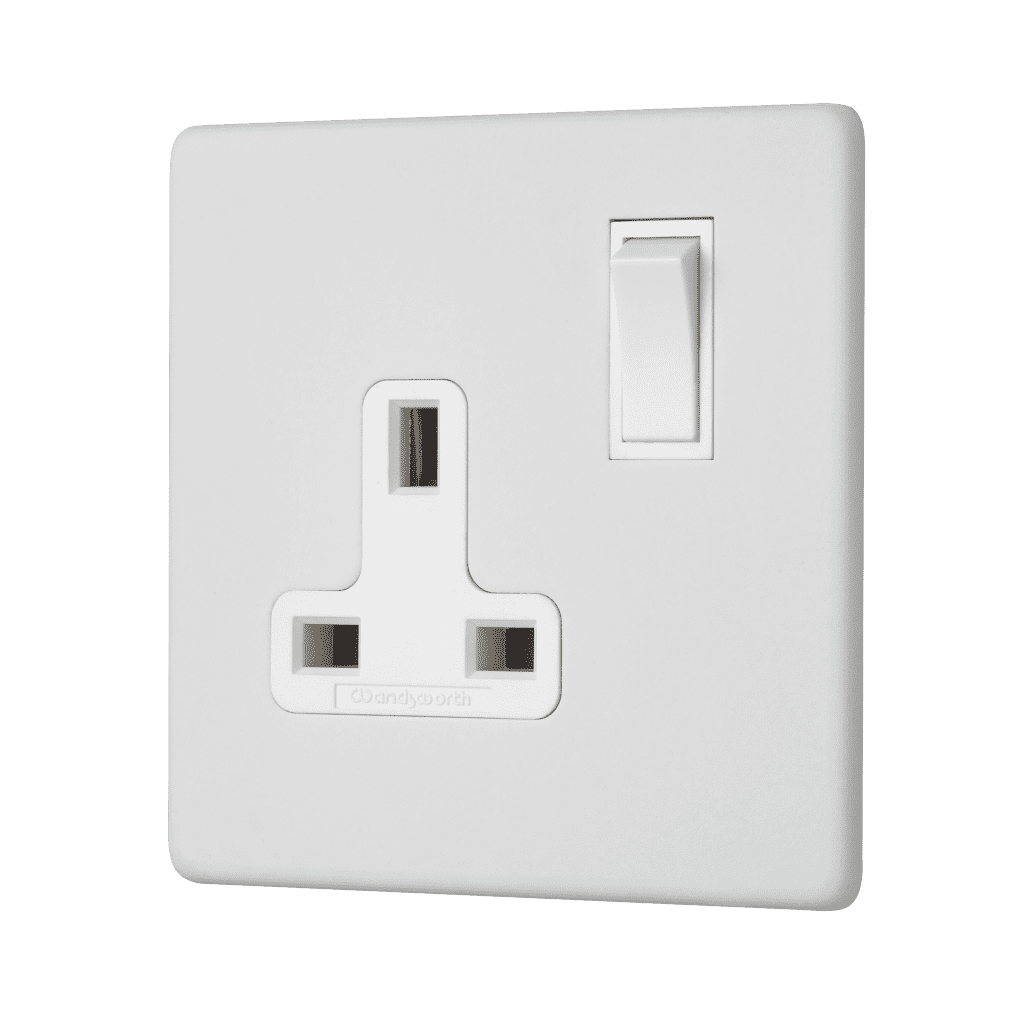 White Etched Prime Screwless Single Socket - 1 Gang/Single Switched ...