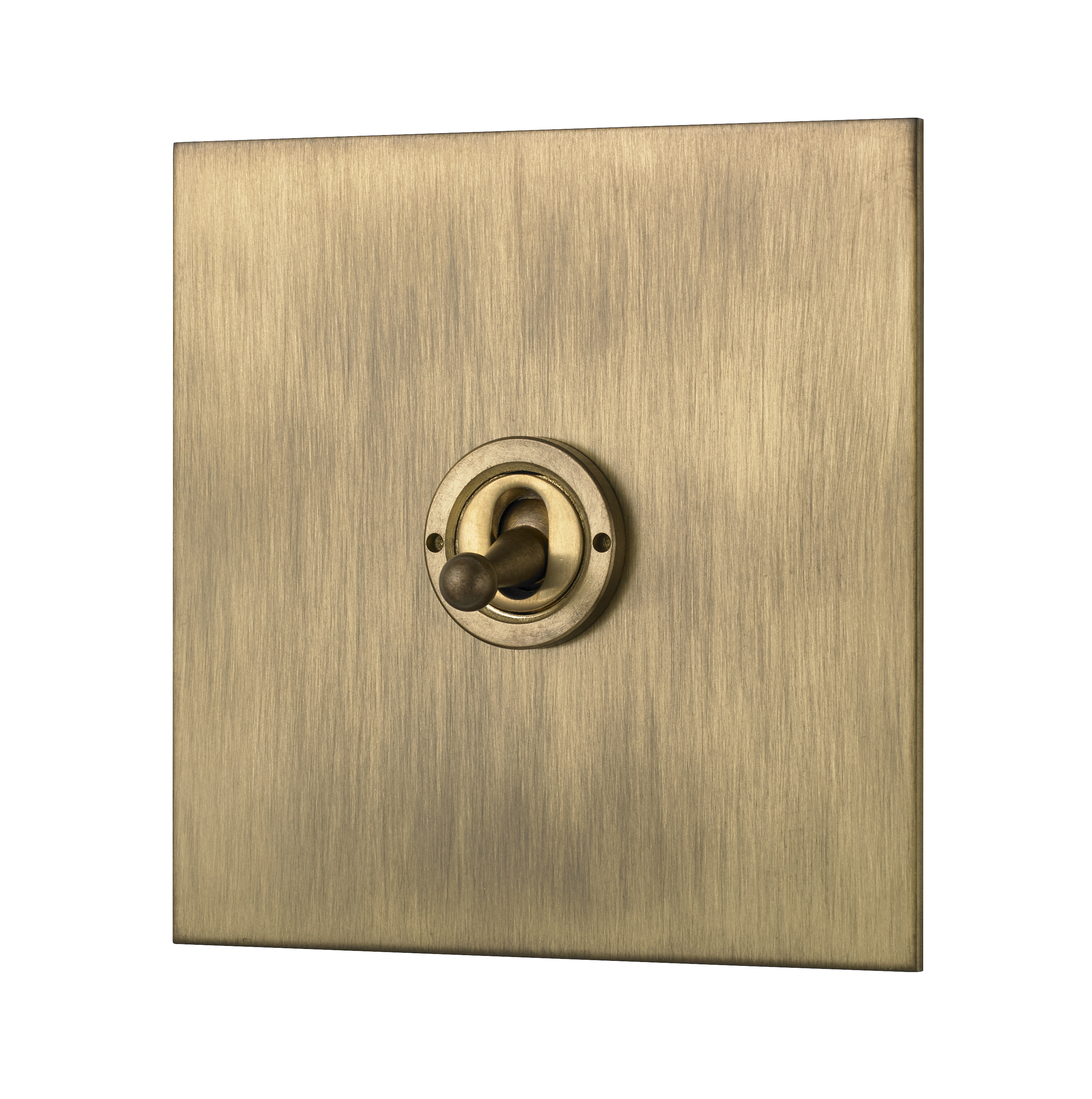 Classic Square Edge single 2-way toggle switch in burnished brass