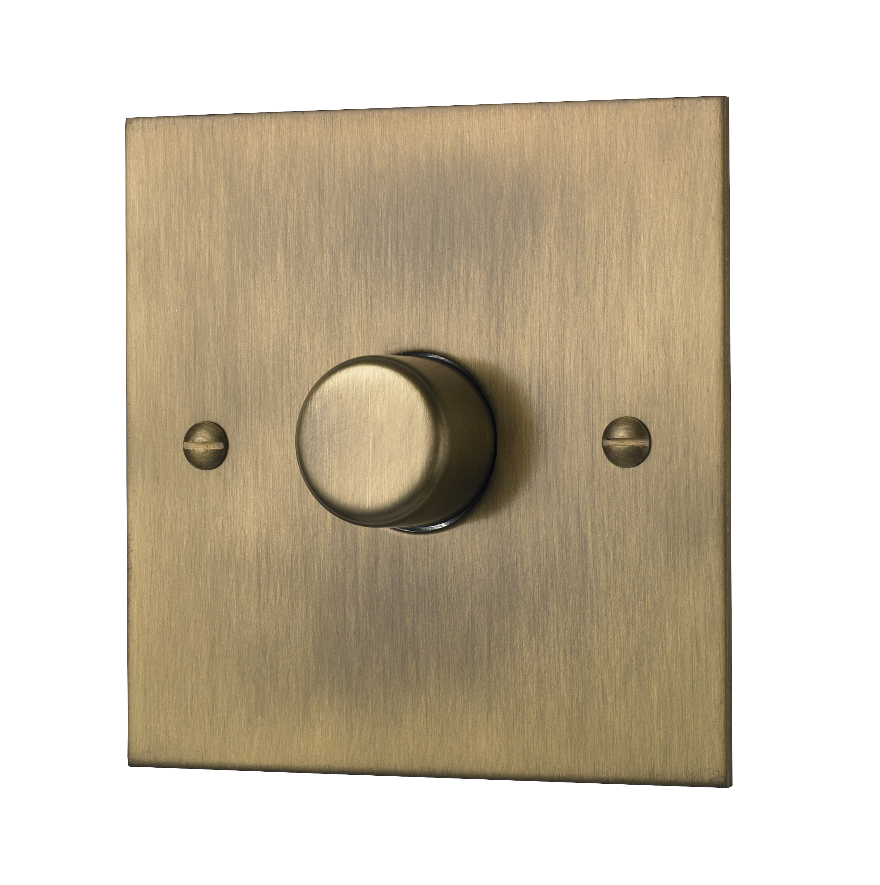 Classic square edge single 120W LED dimmer switch in burnished brass