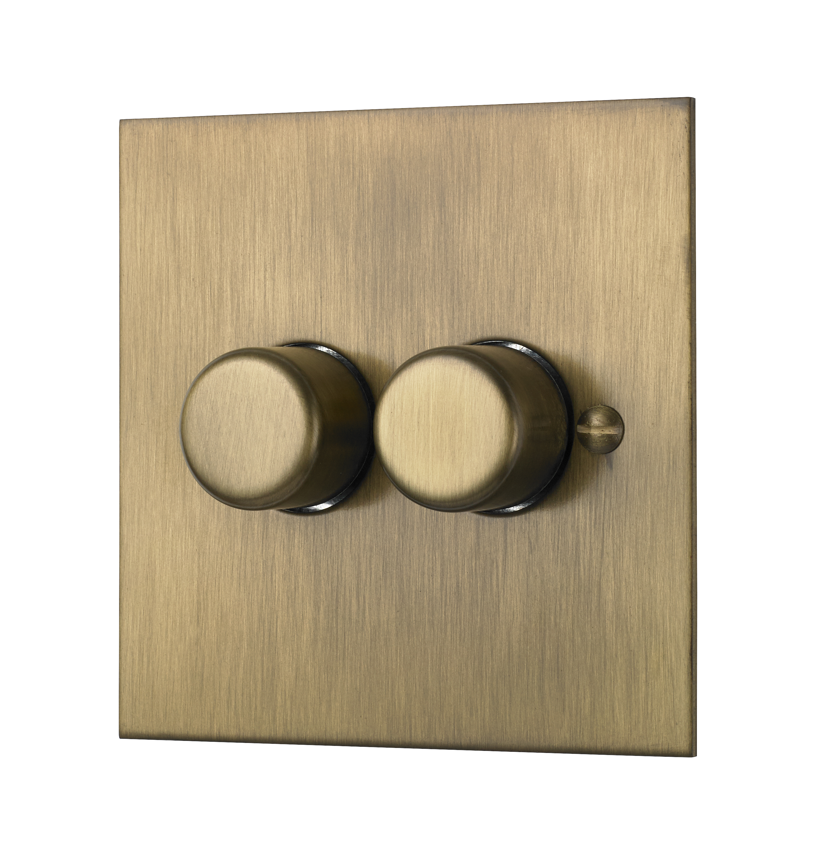 Classic square edge double 120W LED dimmer switch in burnished brass