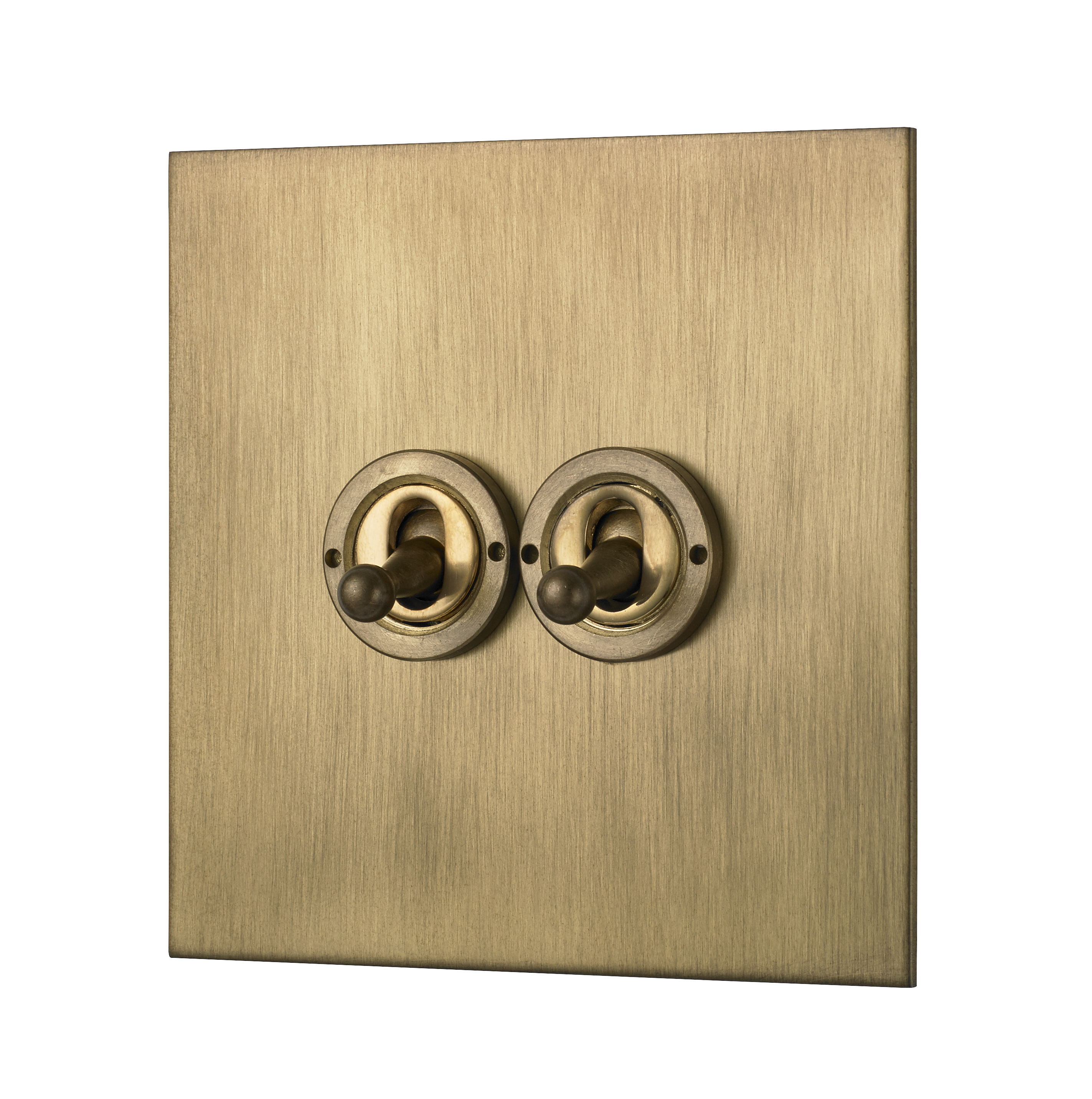 Classic square edge double 2-way toggle switch in burnished brass