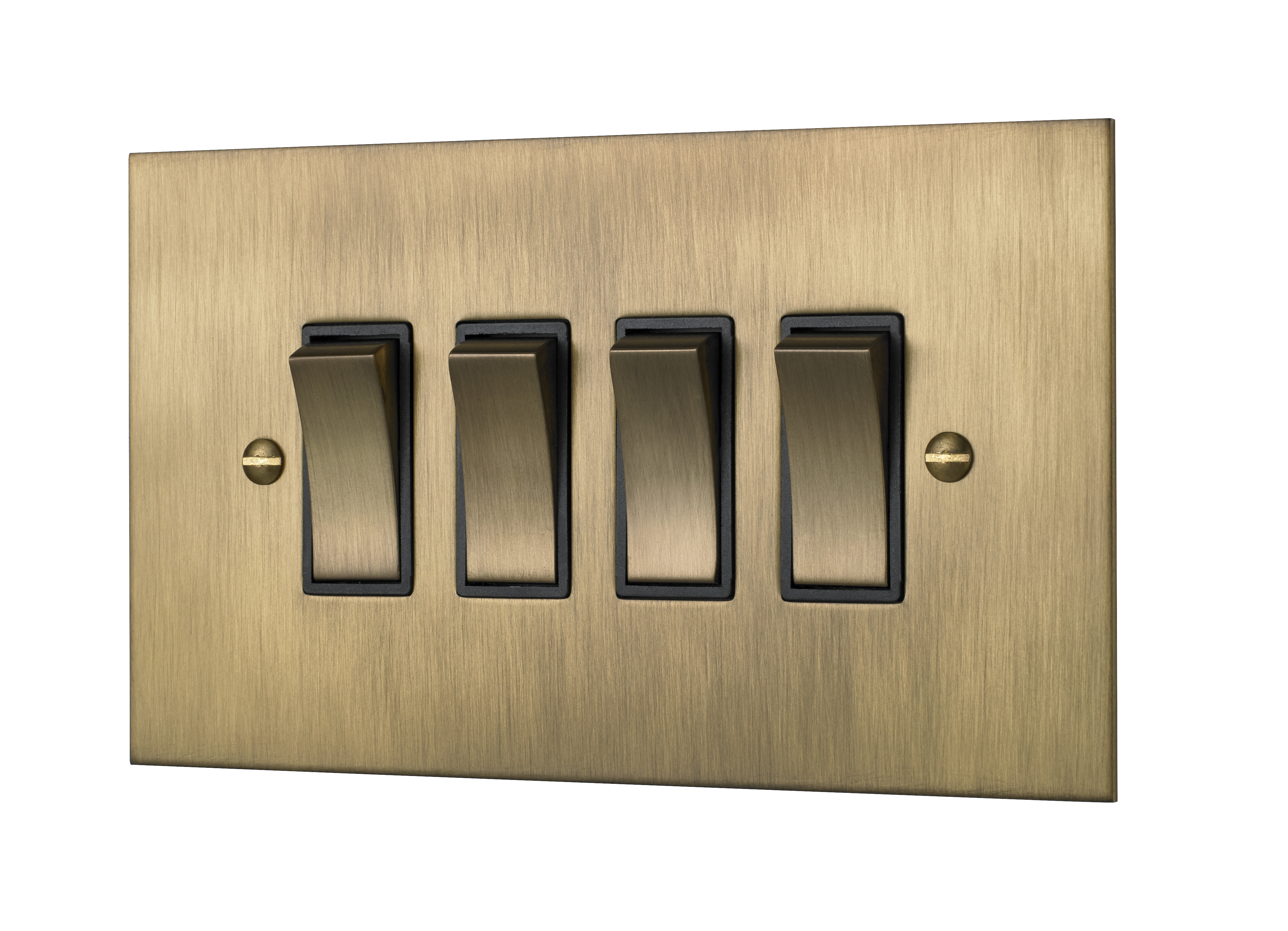 Classic square-edge quad 2-way rocker switch in burnishes brass