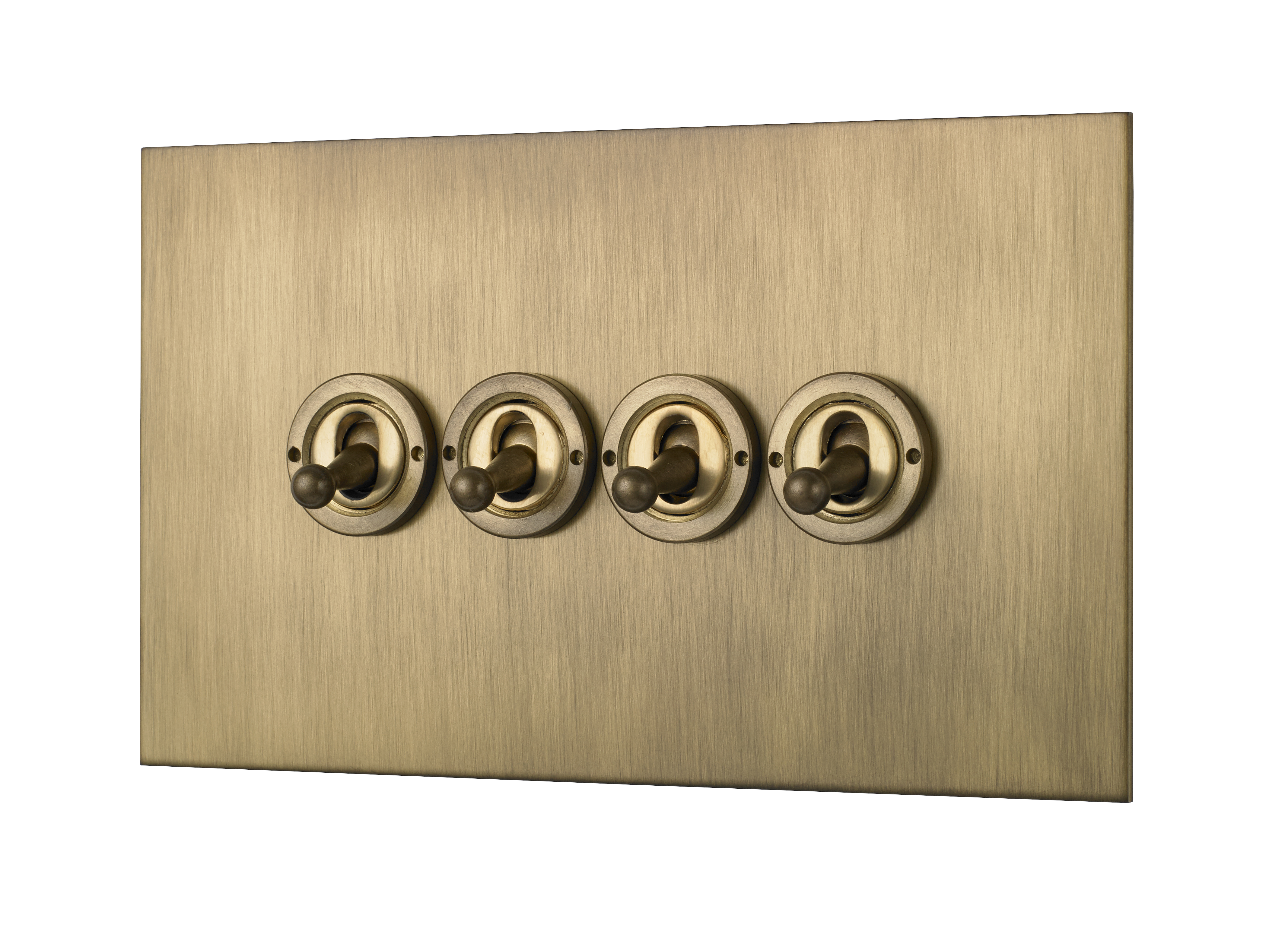 Classic square edge quad 2-way toggle switch in burnished brass