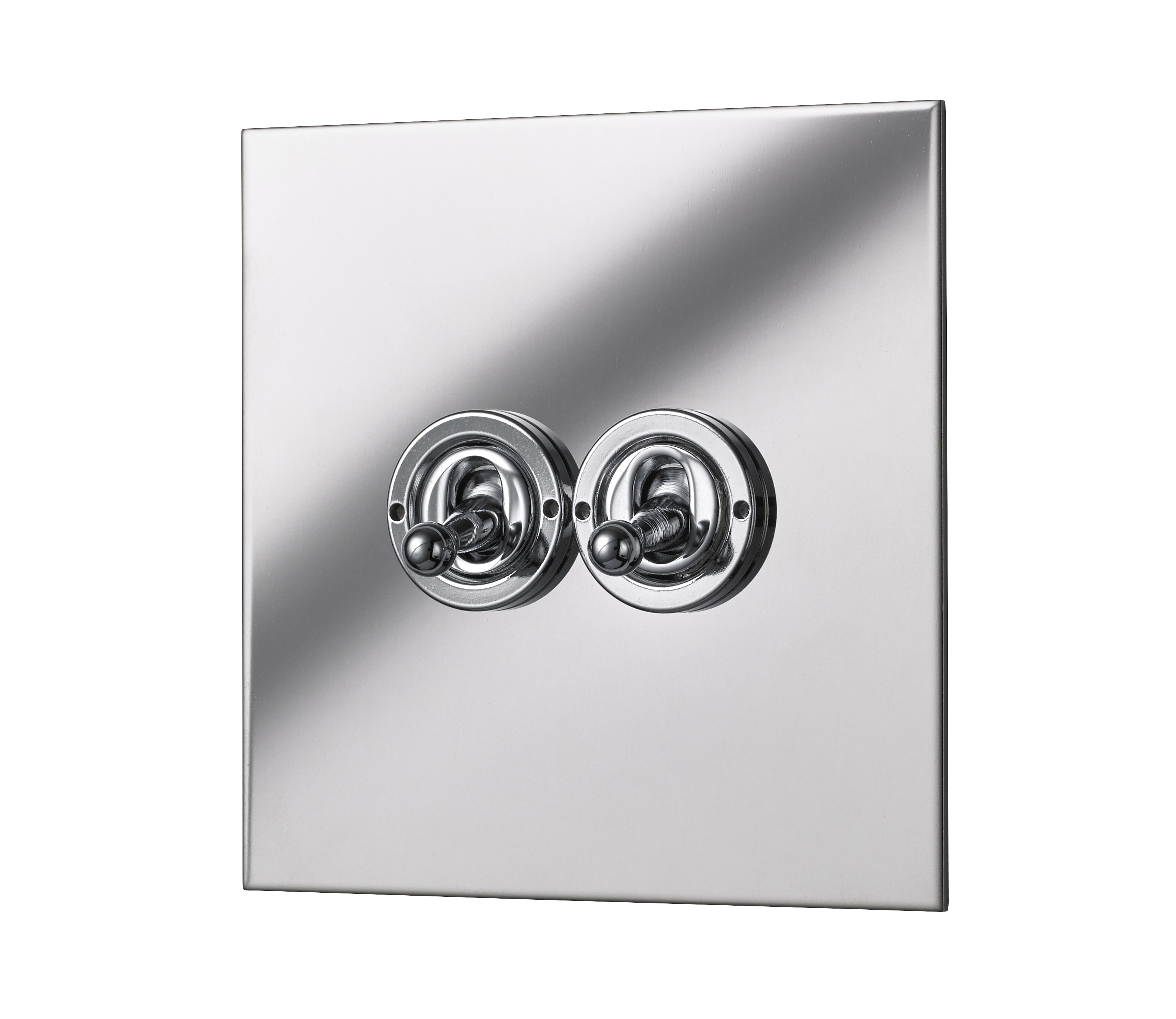 Polished Mirror Double Toggle Light Switch - 2 Gang 2 Way