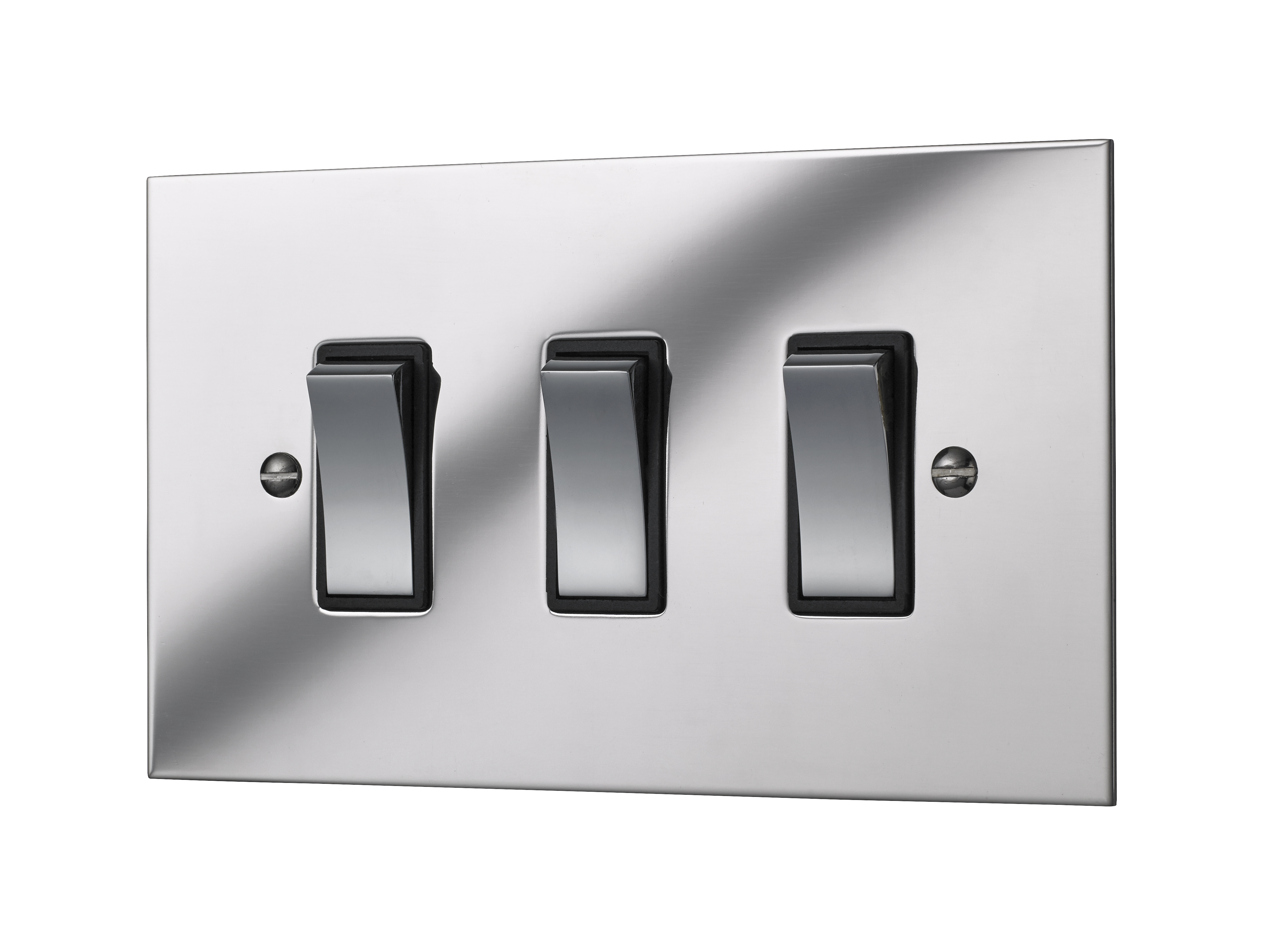Classic Square Edge Triple 2 Way Rocker Switch In Polished Mirror