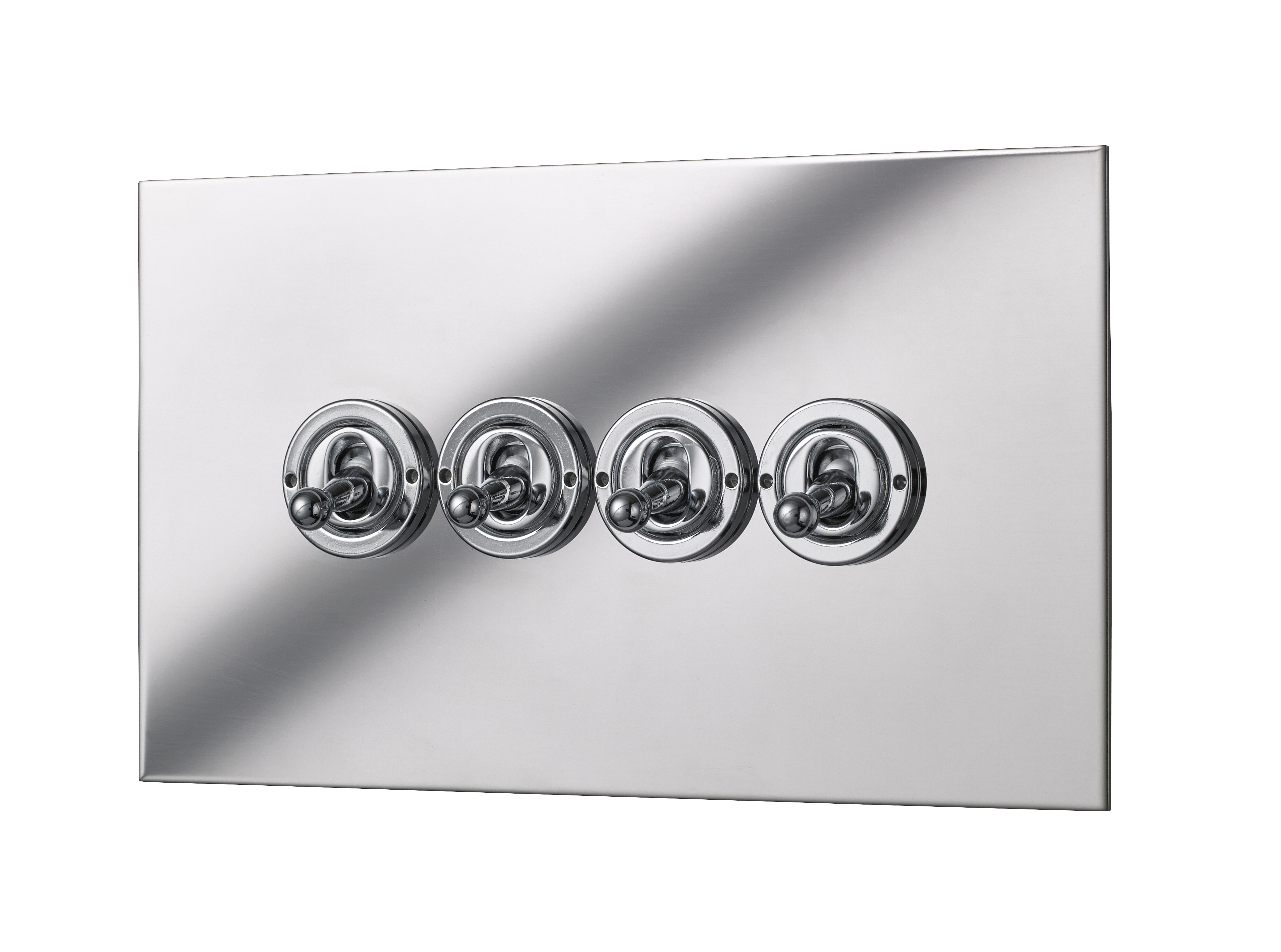 Polished Mirror 4 Toggle Light Switch - 4 Gang/Quad 2 Way