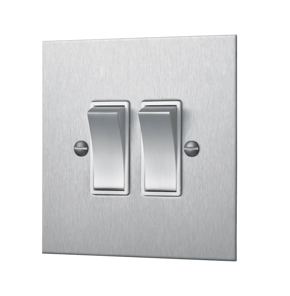 Satin Stainless Steel Double Light Switch 2 Gang 2 Way Rocker Switch