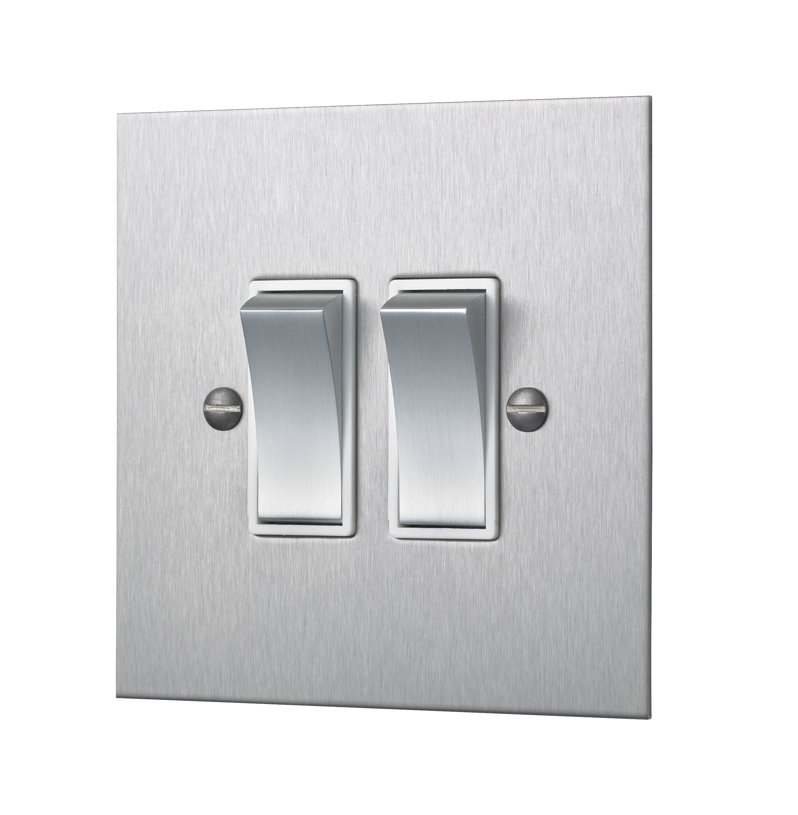 Satin Stainless Steel Double Light Switch - 2 Gang 2 Way Rocker Switch