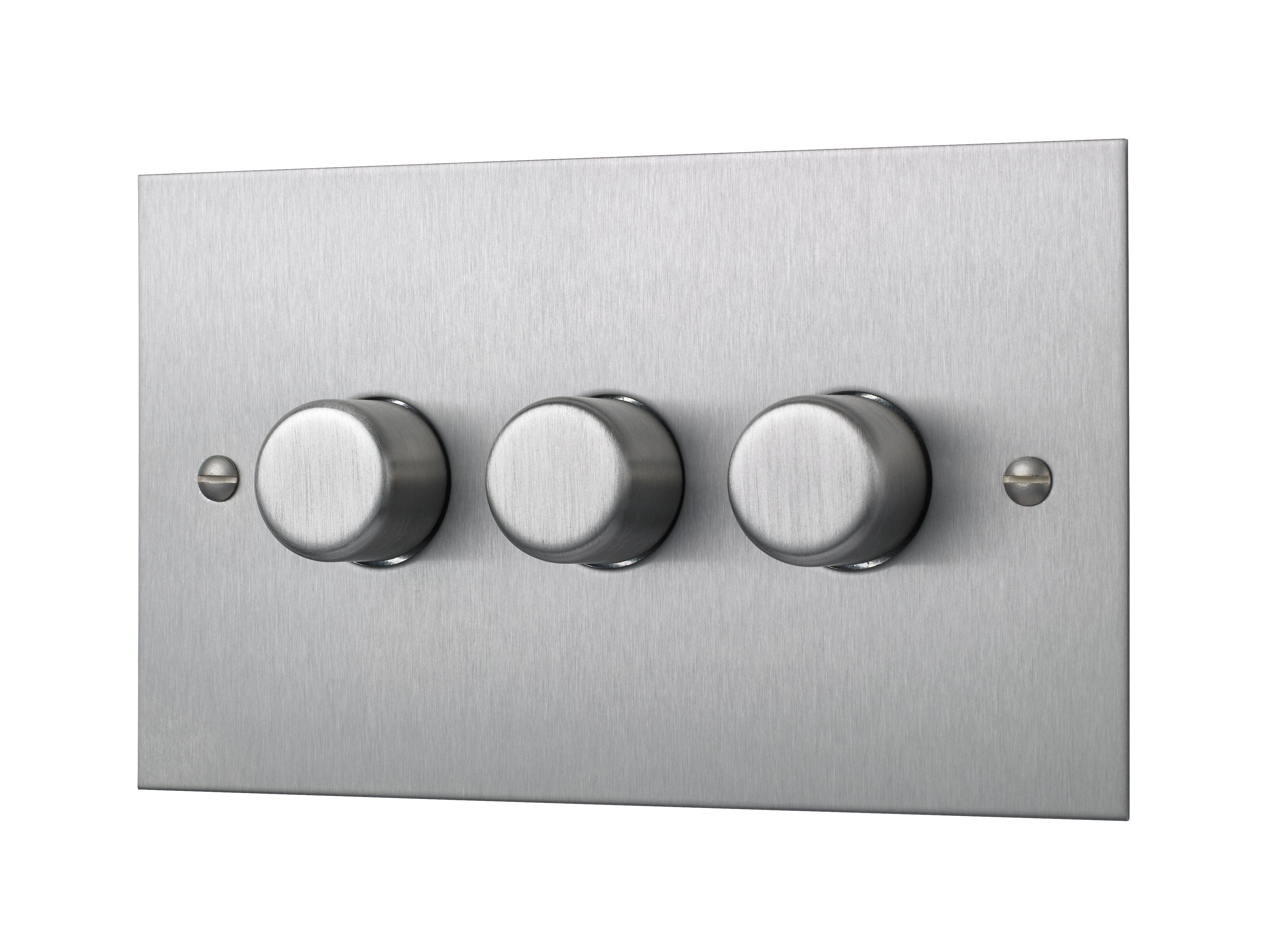 Satin Stainless Steel Triple Dimmer Switch - 3 Gang 120W Led