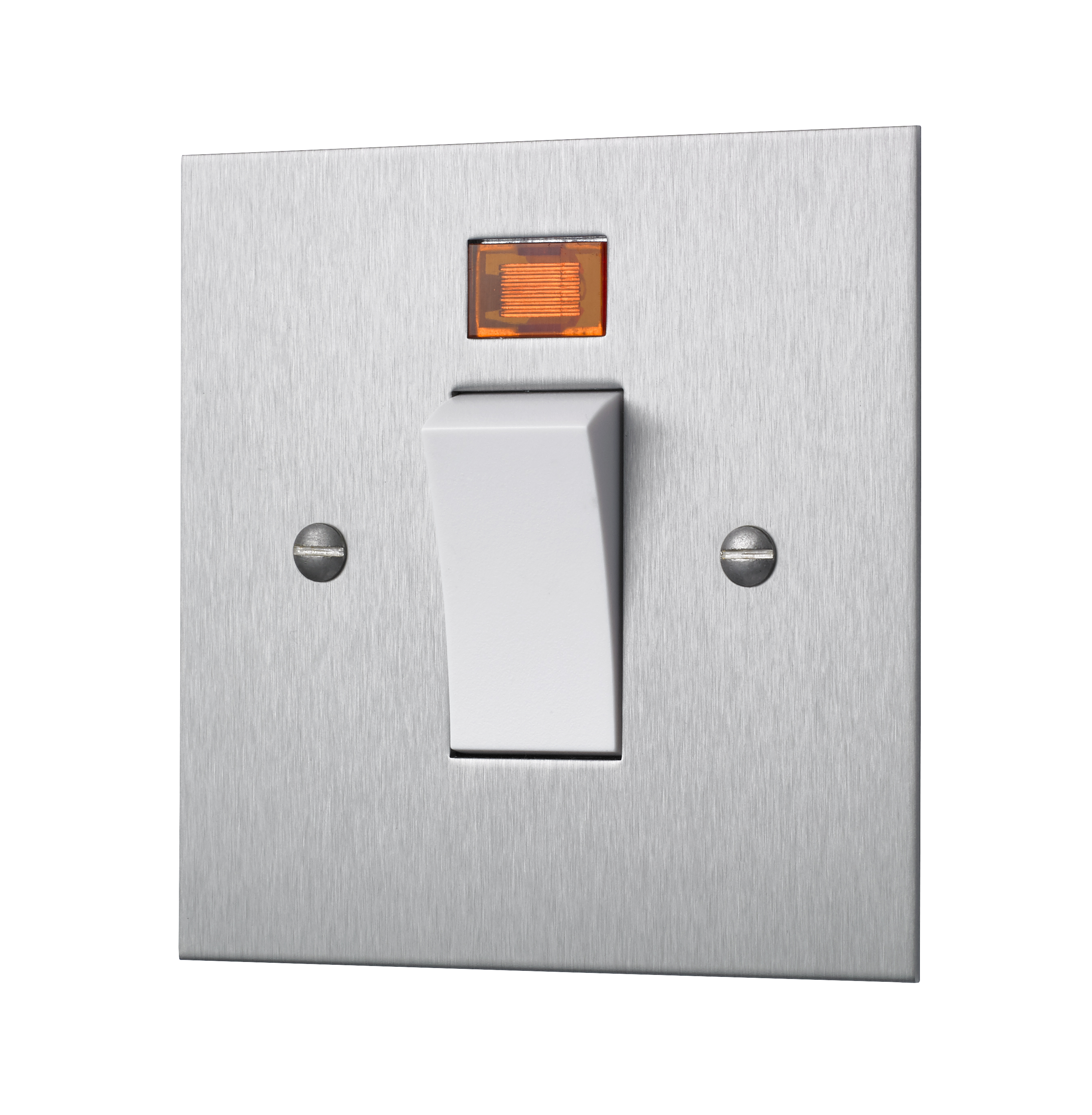 Classic square edge 45 AMP cooker switch in satin stainless steel