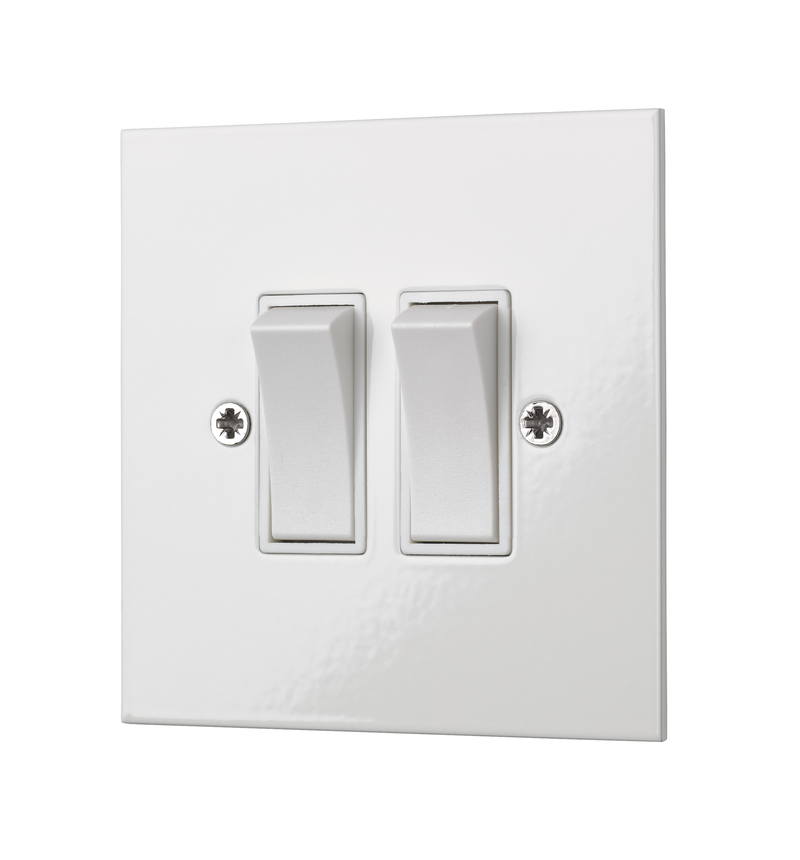 White Double Light Switch - 2 Gang 2 Way Rocker Switch