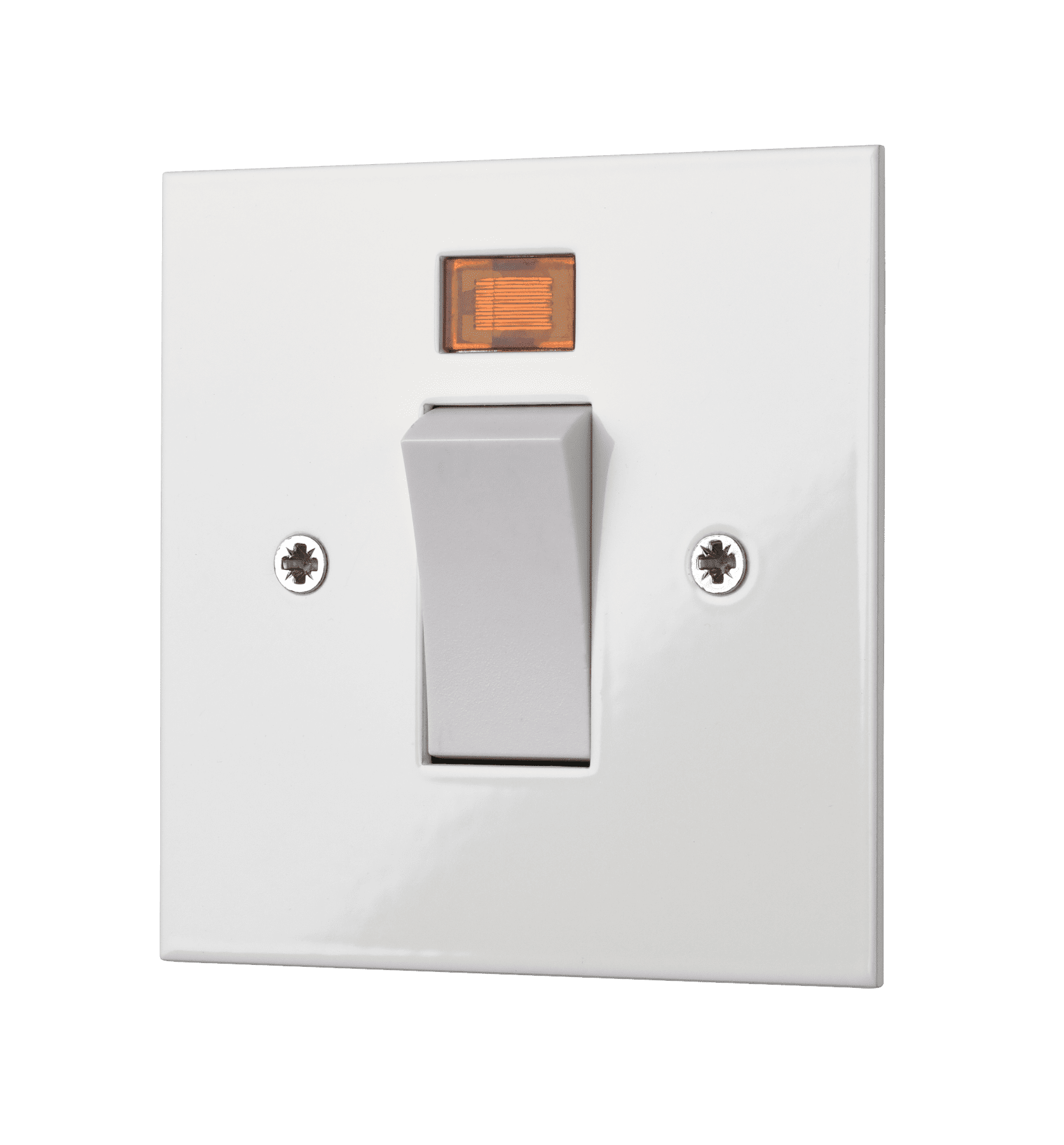 White Cooker Switch With Neon Indicator 45 AMP Wandsworth Electrical