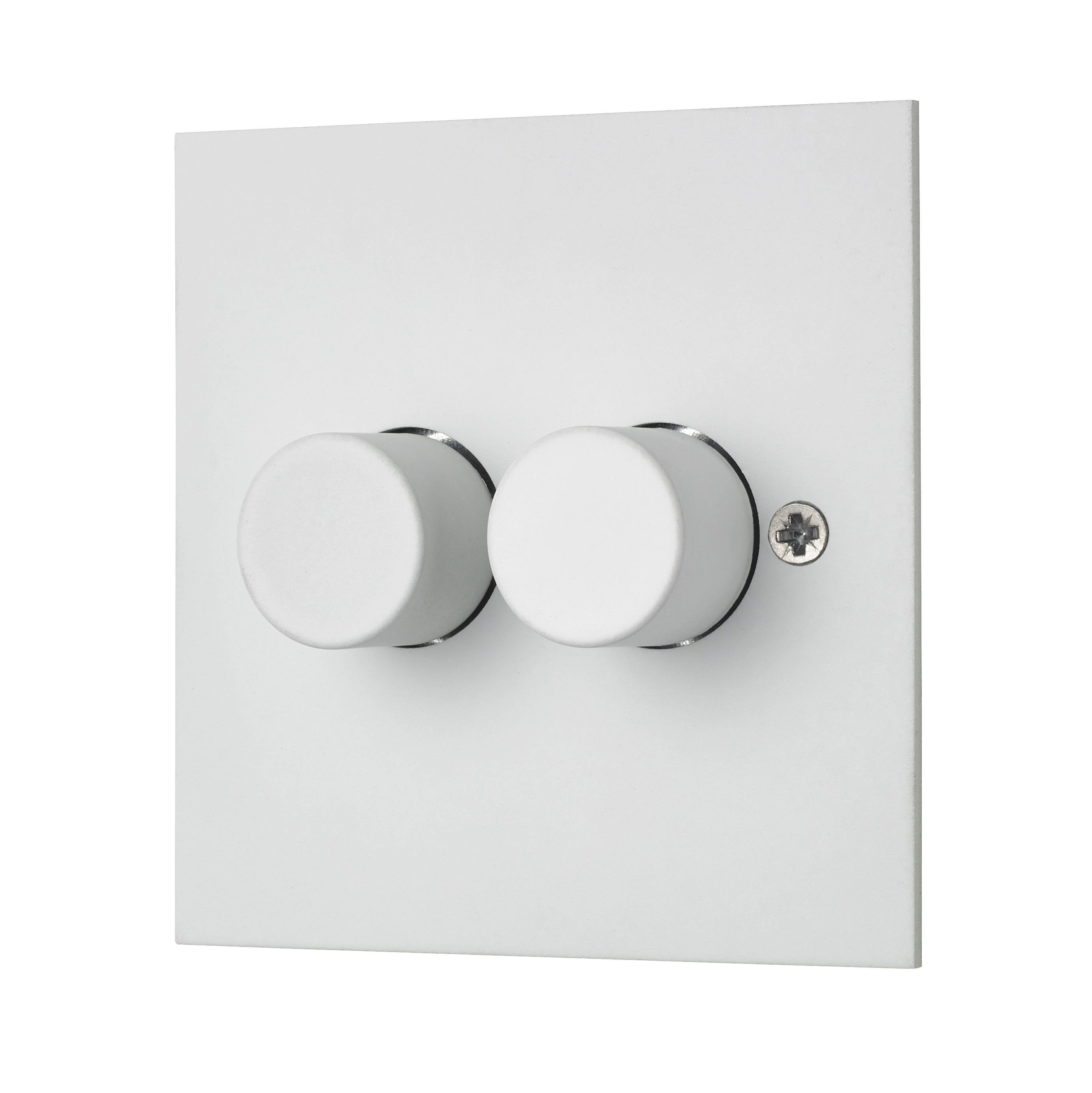 White Etched Prime Double Dimmer Switch - 2 Gang 120W Led