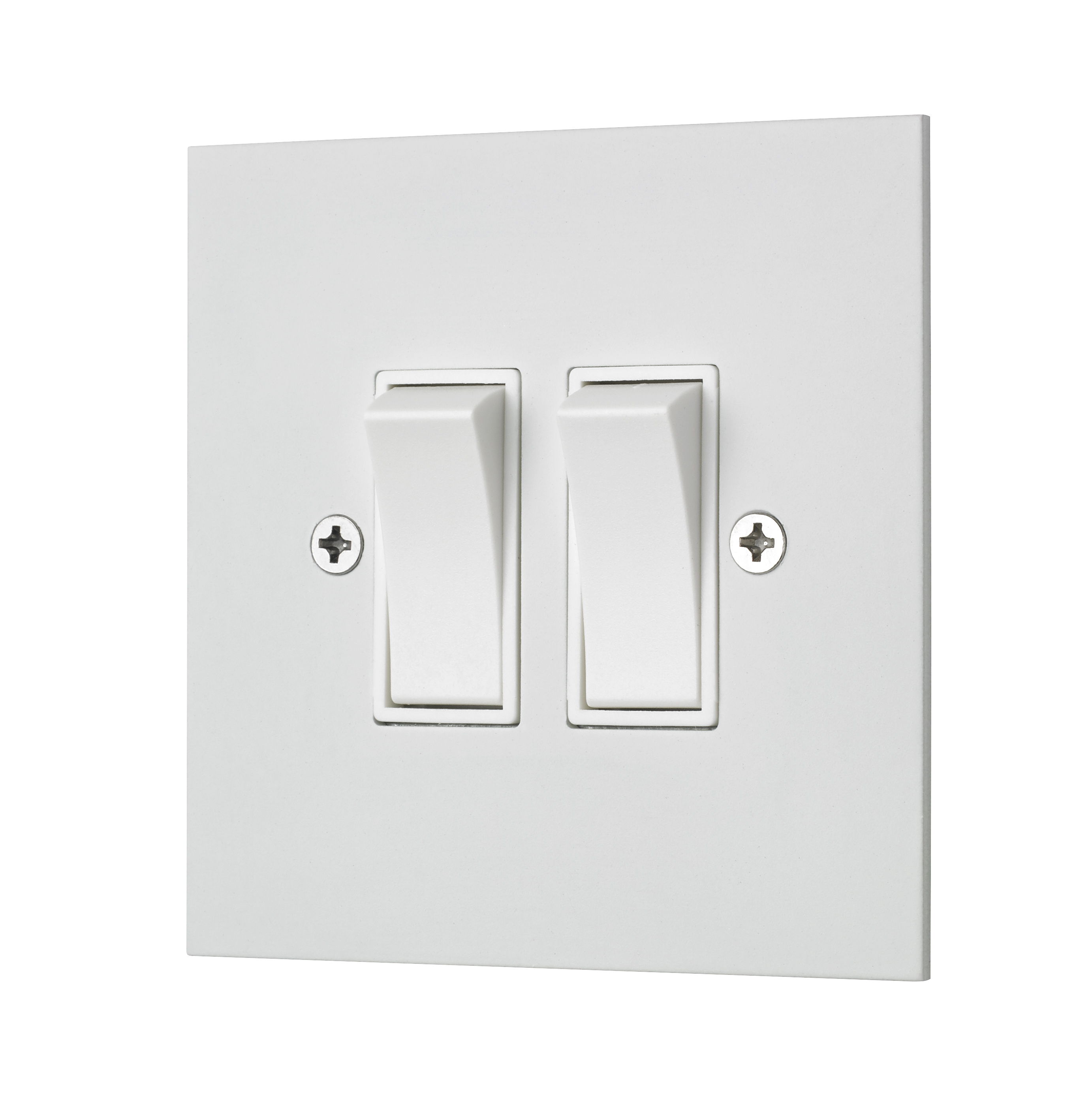 Classic square edge double 2 way rocker switch in white etched prime