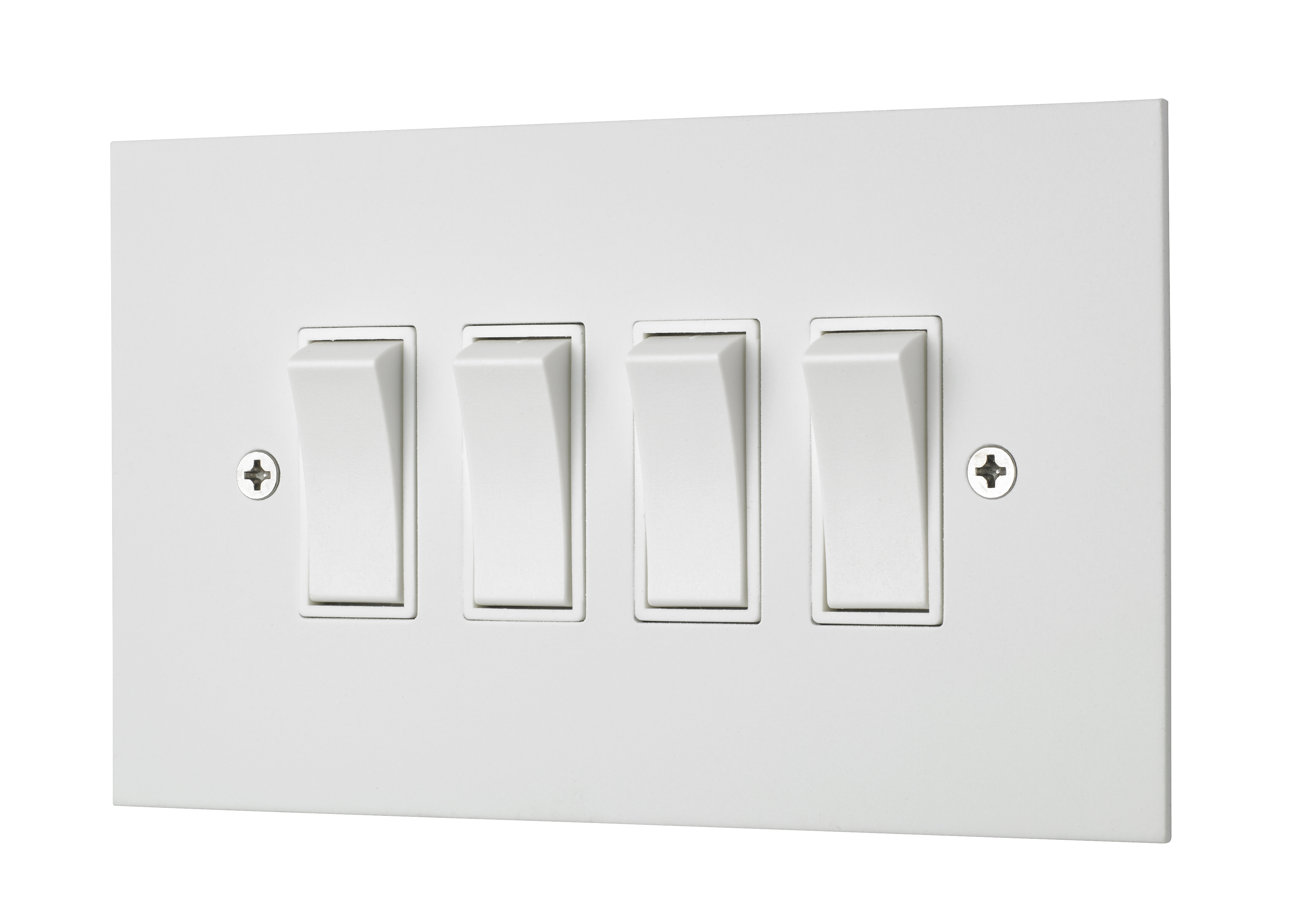 Classic square edge quad 2-way rocker switch in white etched prime