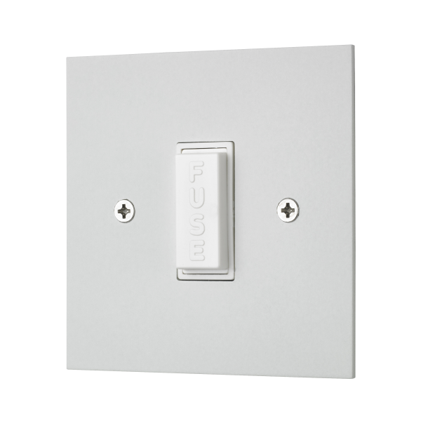 Classic square edge unswitched fused connection unit in white etched prime