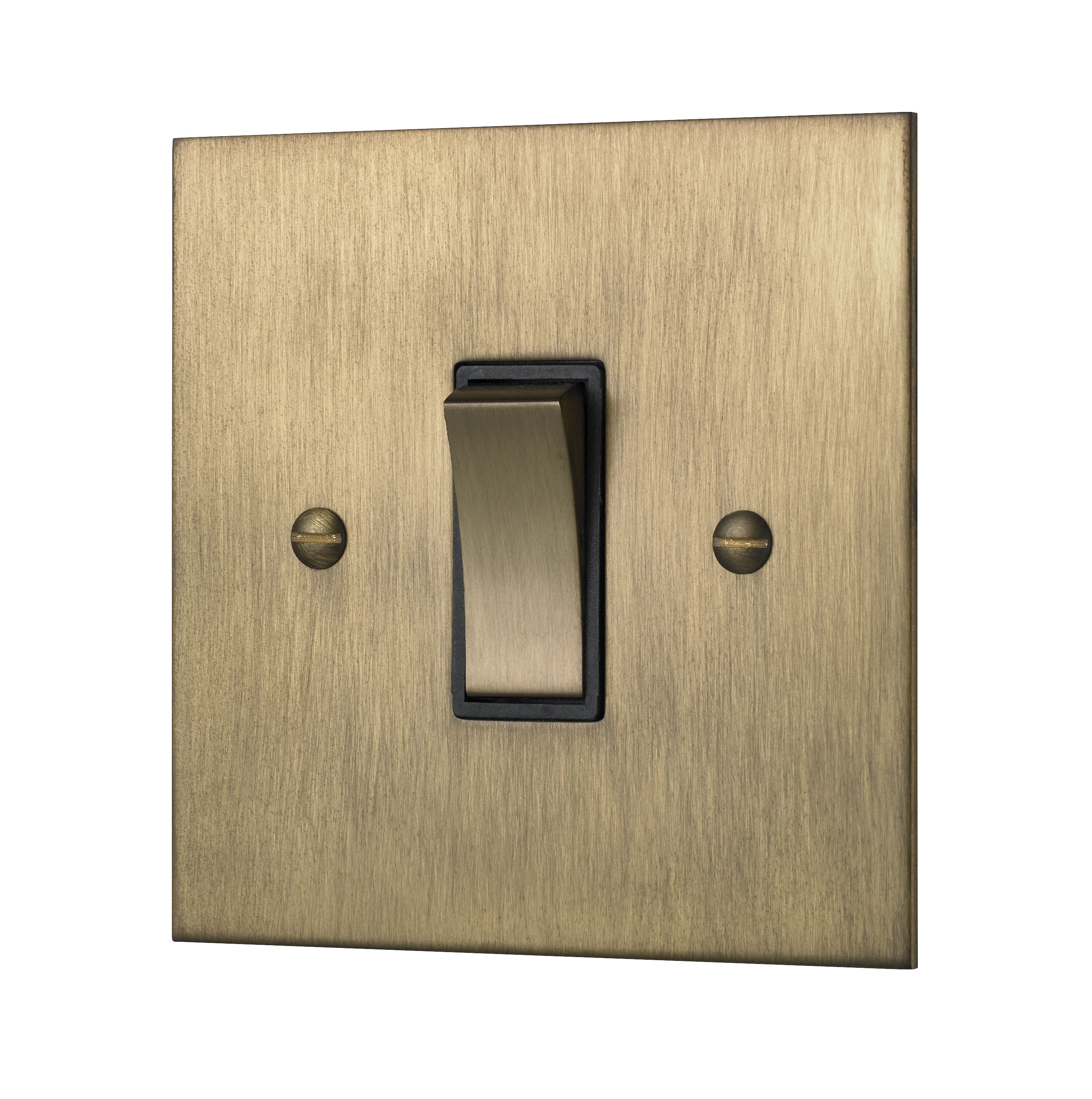 Classic square edge single 2-way rocker switch in burnished brass