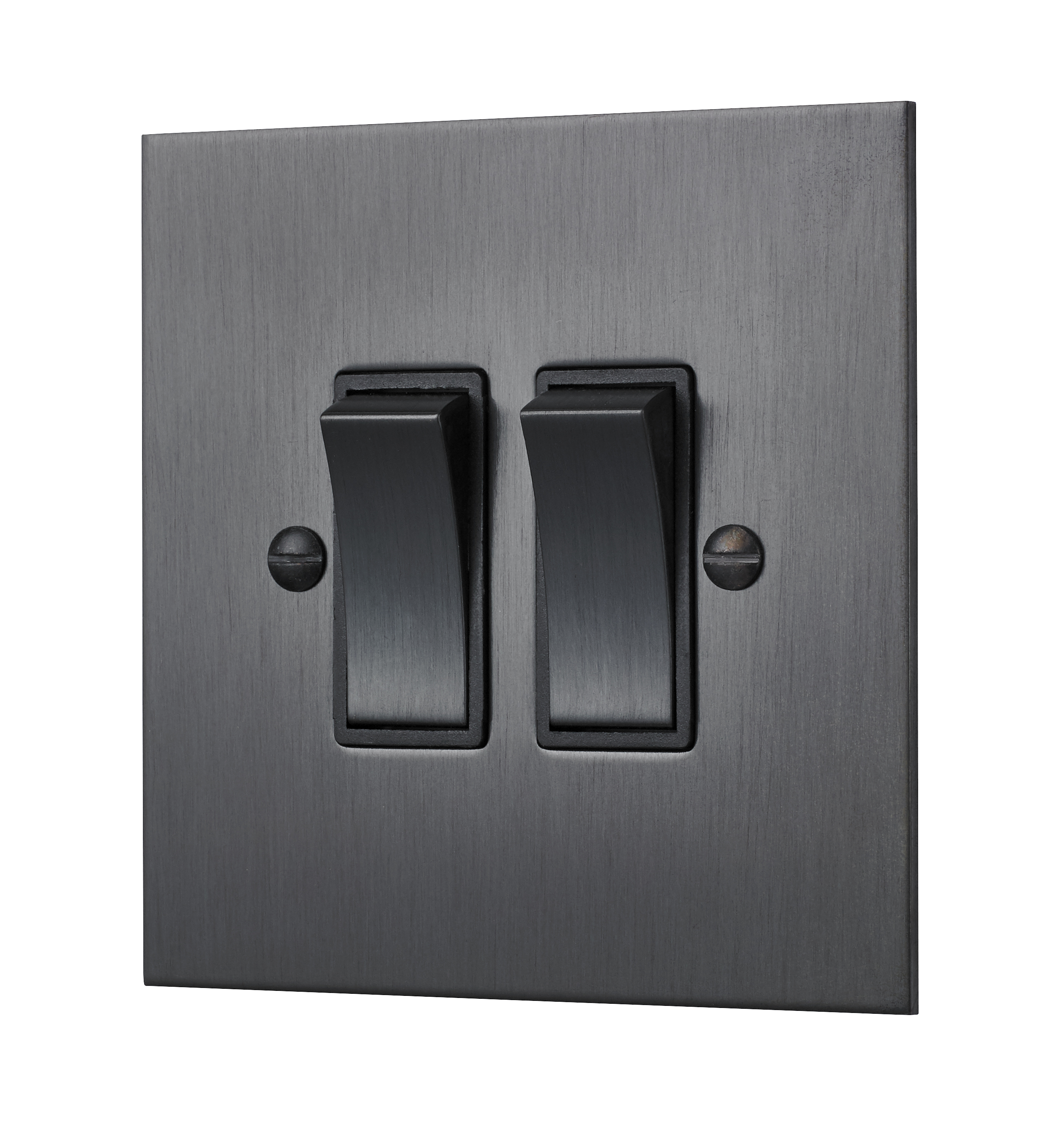 Dark Antique Bronze Double Light Switch - 2 Gang 2 Way Rocker Switch