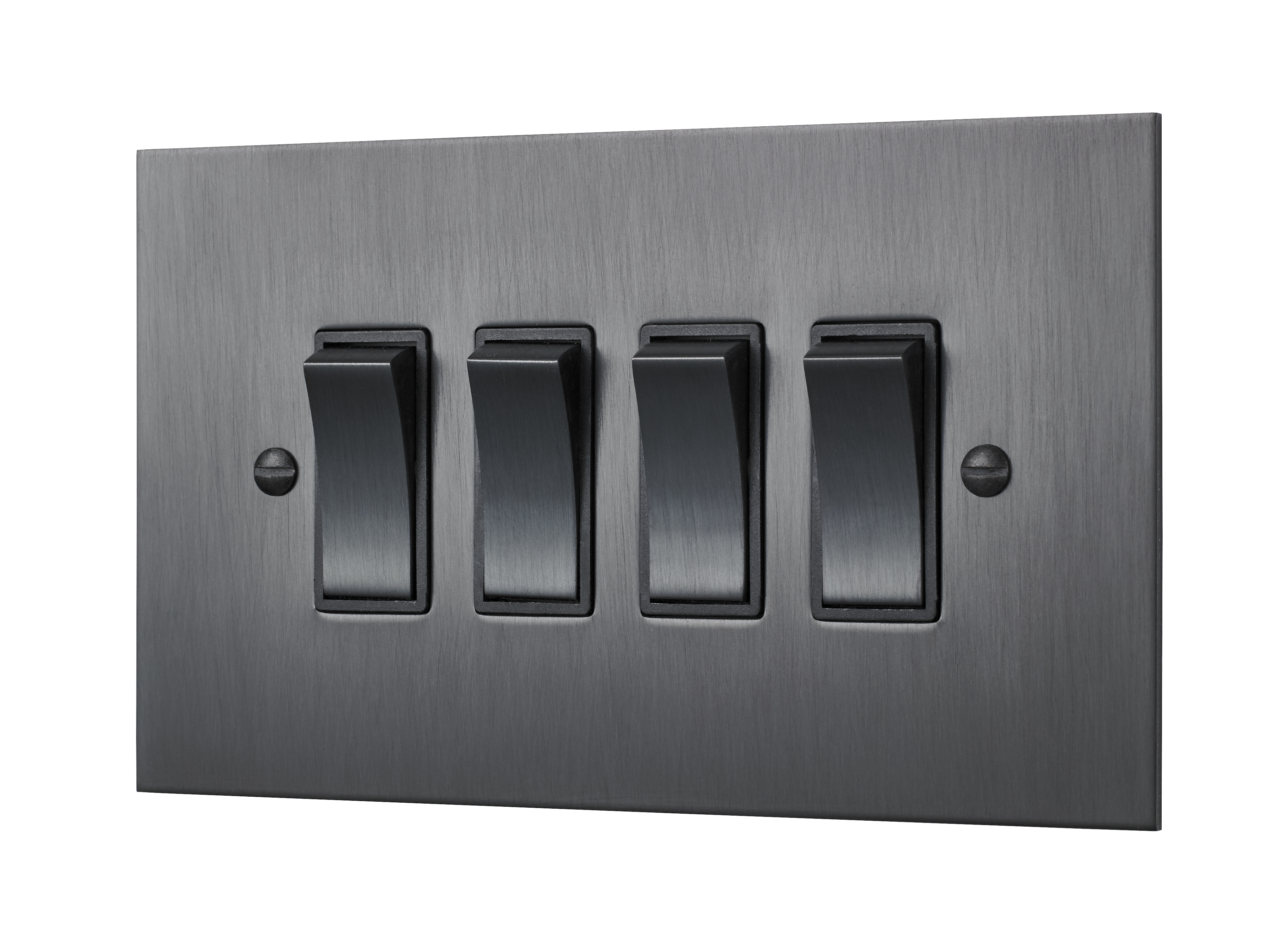 Dark Antique Bronze Quad Light Switch - 4 Gang 2 Way Rocker Switch