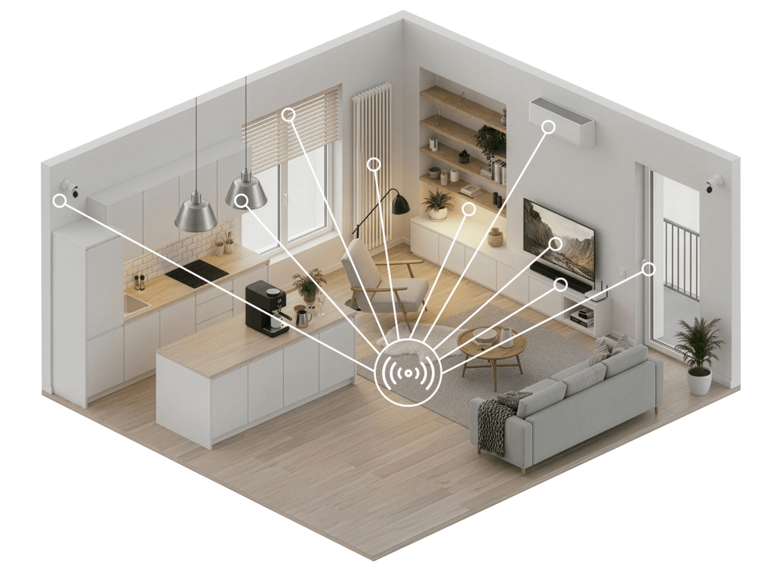 Smart home kitchen and living ISOMETRIC diagram
