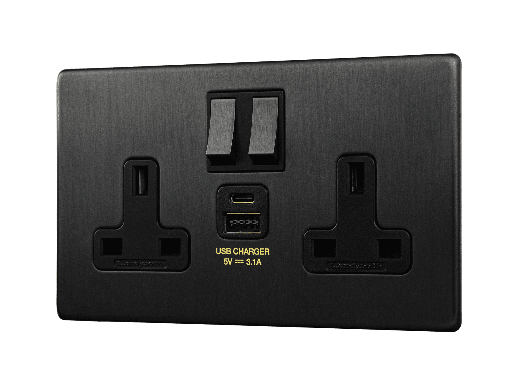 Dark Antique Bronze Screwless Double Socket With USB - 2 Gang/Twin ...